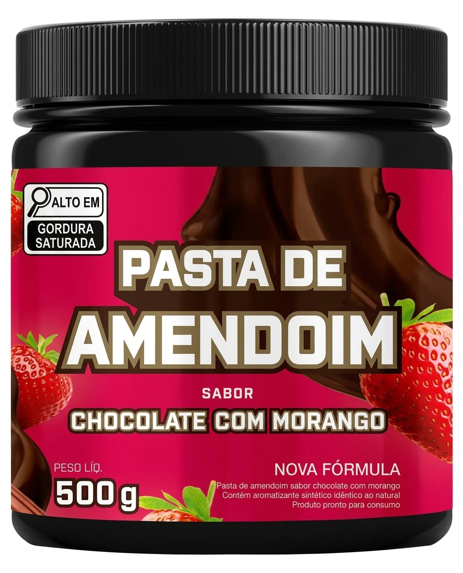Pasta De Amendoim Sabor Chocolate Com Morango 500g