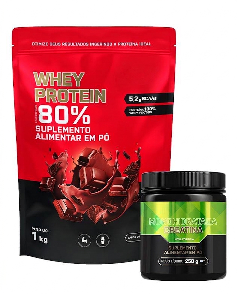 Kit Whey Protein Concentrado 1kg + Creatina Monohidratada 250g