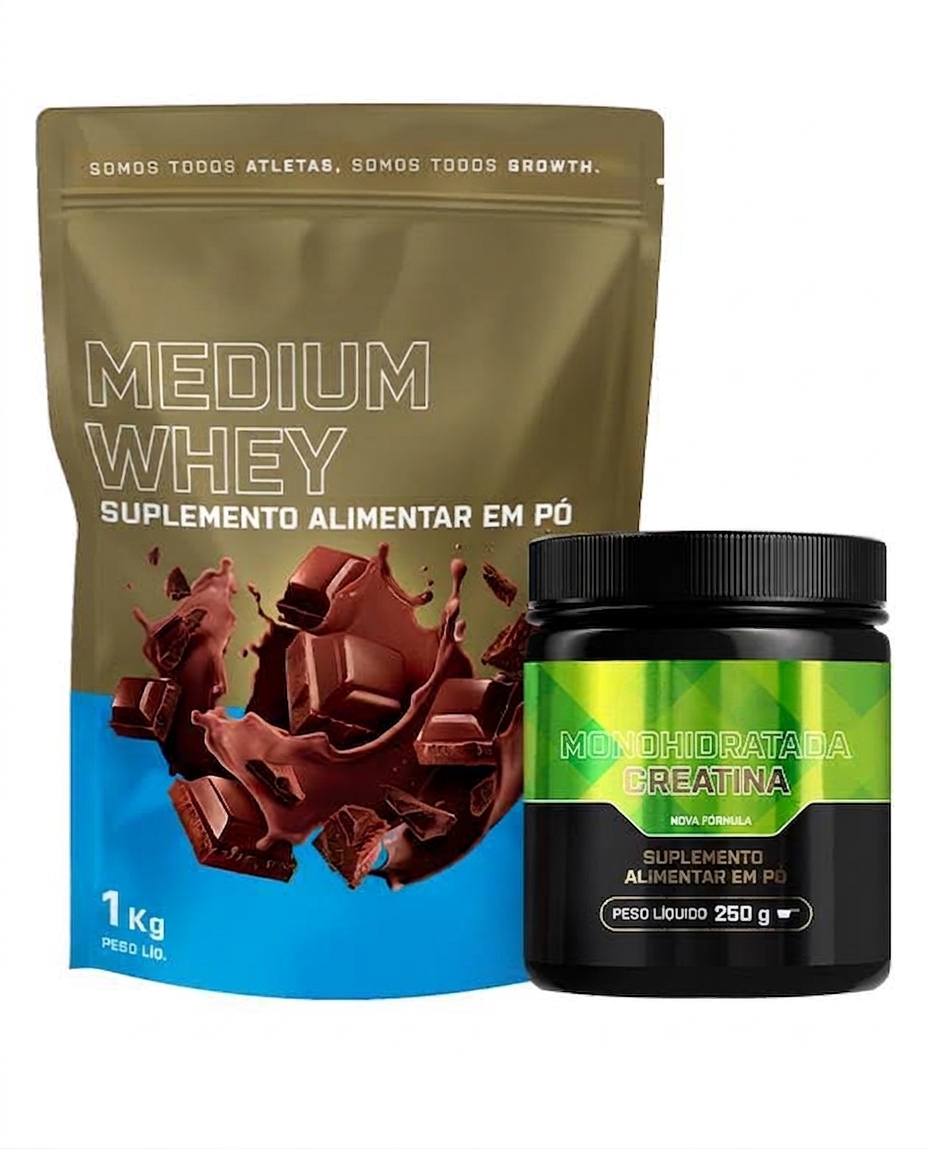 Kit Whey Protein Medium 1kg + Creatina Monohidratada 250g